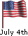 emoticon of July 4th waving flag