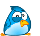 cute blue bird waving icon