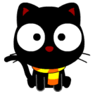 cute black cat waving icon