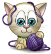 Kitty with yarn emoticon (Cat emoticons)