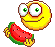 smiley face eats watermelon emoticon