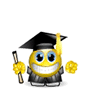Graduate jump around emoticon (Graduation Smileys)