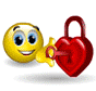 Heart key and lock animated emoticon
