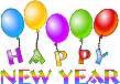 Happy new year balloons smiley (New Year Emoticons)