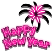 Neon Happy New Year animated emoticon